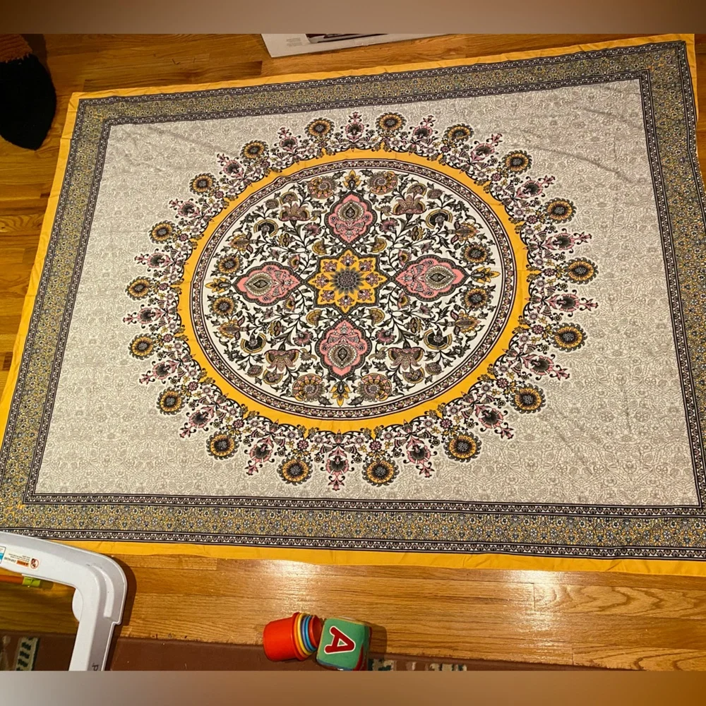Yellow and blue boho tapestry